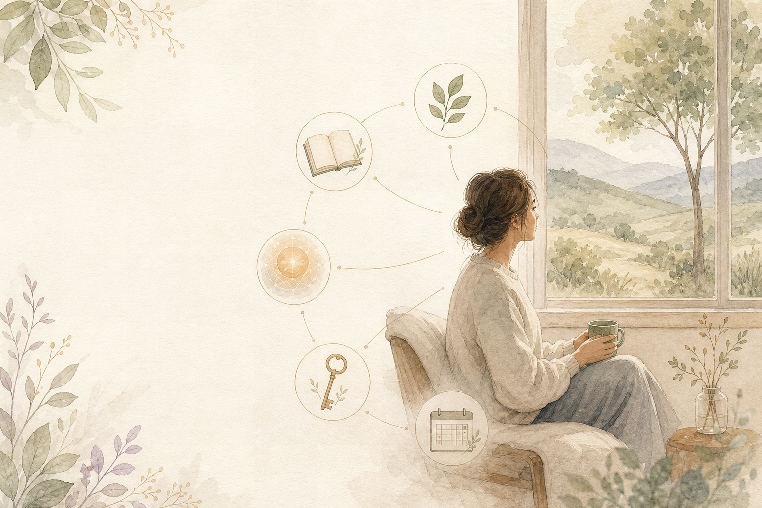 A quiet moment of reflection — a personal ecosystem of memory, knowledge, identity, and AI surrounding a person